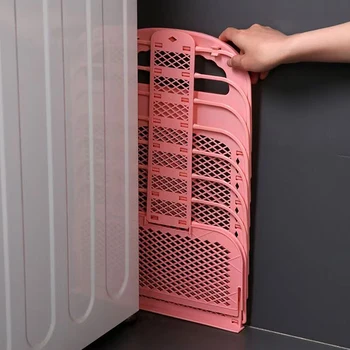 Cesto Portabiancheria Pieghevole in Plastica, Cesto per Vestiti Sporchi da Parete Senza Foratura per Bagno, Cesto Portabiancheria Domestico