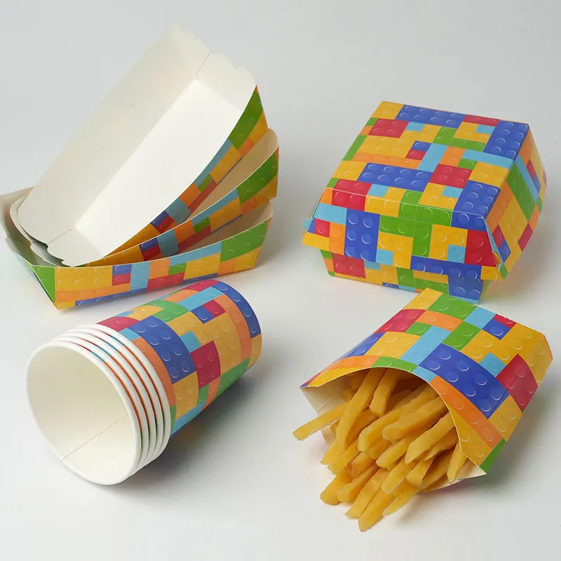 Building Blocks Birthday Decorations Children's Toys Theme Party Supplies Disposables Tableware Cake Topper Balloons Baby Shower