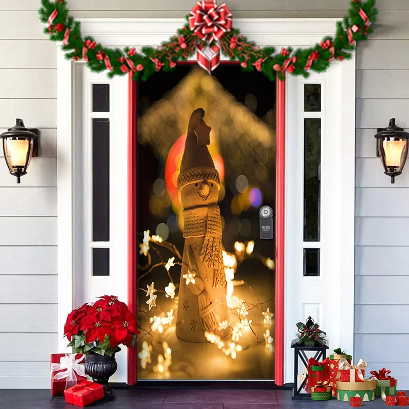 thumbnail image 1 of 1 funda para puerta de casa de jengibre de Papá Noel para Navidad, decoración para fiestas en el hogar, fondo colgante, decoración navideña de Año Nuevo, 1 of 5