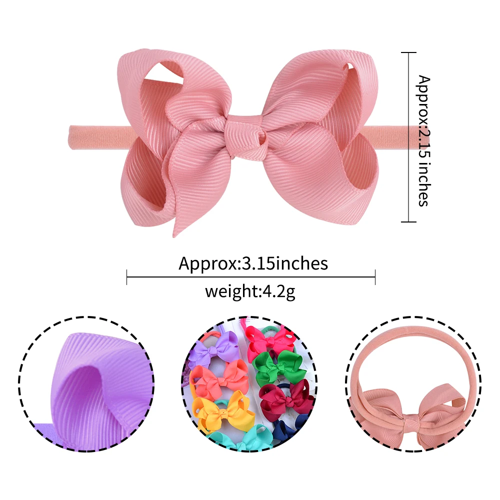 3.15 pollici Bowknots Solid Baby fascia nastro in Grosgrain fasce elastiche per capelli per ragazze copricapo fatto a mano accessori per capelli per bambini