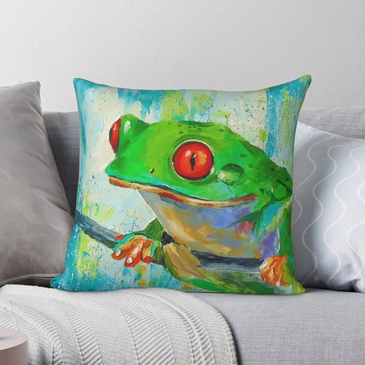 

Frog Square Pillowcase Polyester Linen Velvet Pattern Zip Decor Throw Pillow Case Sofa Cushion Cover 18"