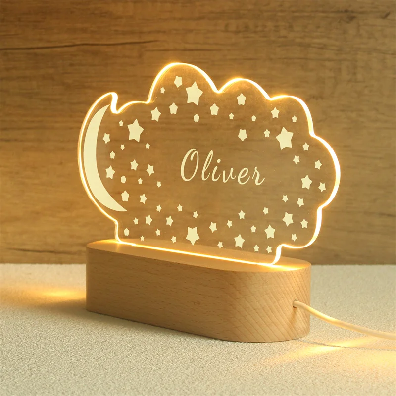 Personalized Night Light with Moon & Stars,Custom Name Night Light Gift, Baby Gift,Personalized Gift for Kids,Kids Room Decor, 2