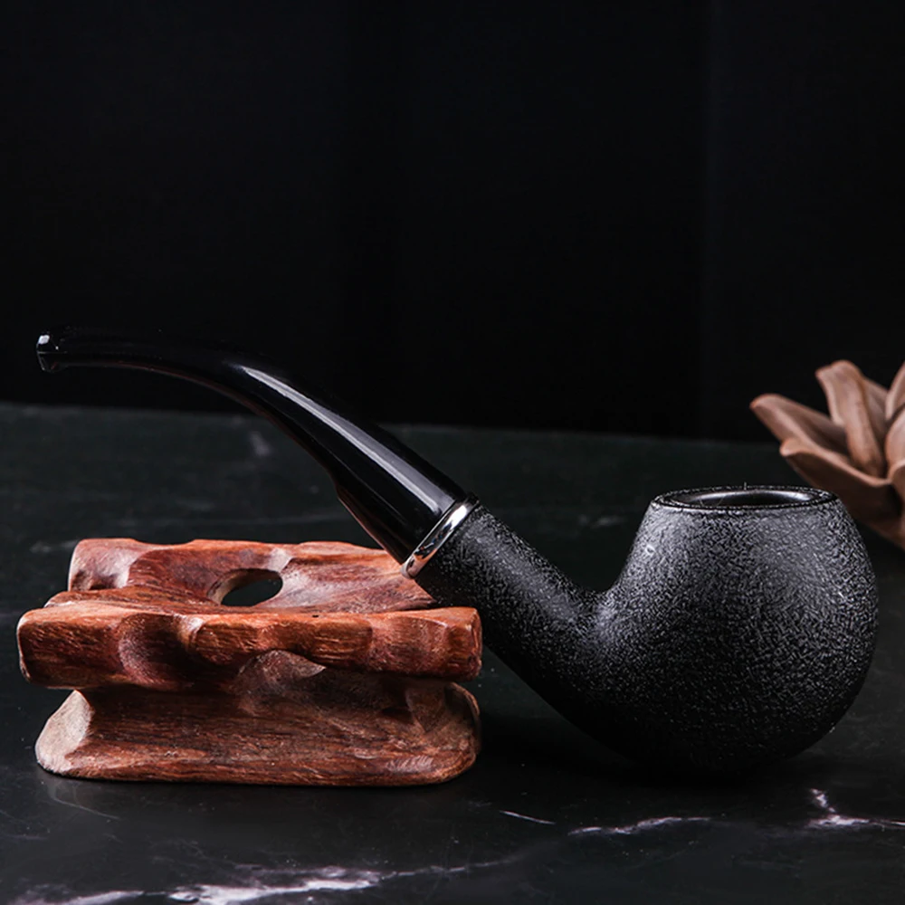 Classic Frosted Smoking Pipe Black Resin Tobacco Pipe Filter Smoking Accessories Men's Holiday Gift Tool