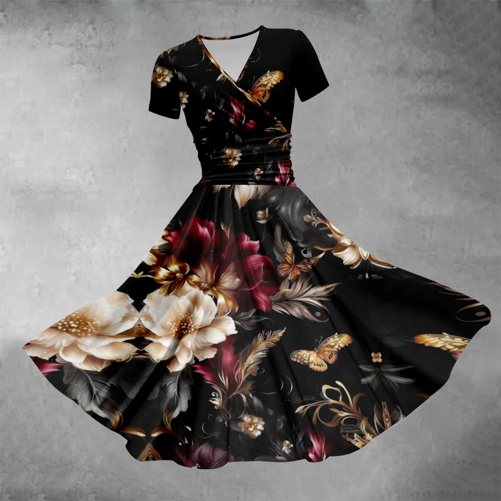 

Женское летнее платье-макси в стиле ретро, с цветочным принтом