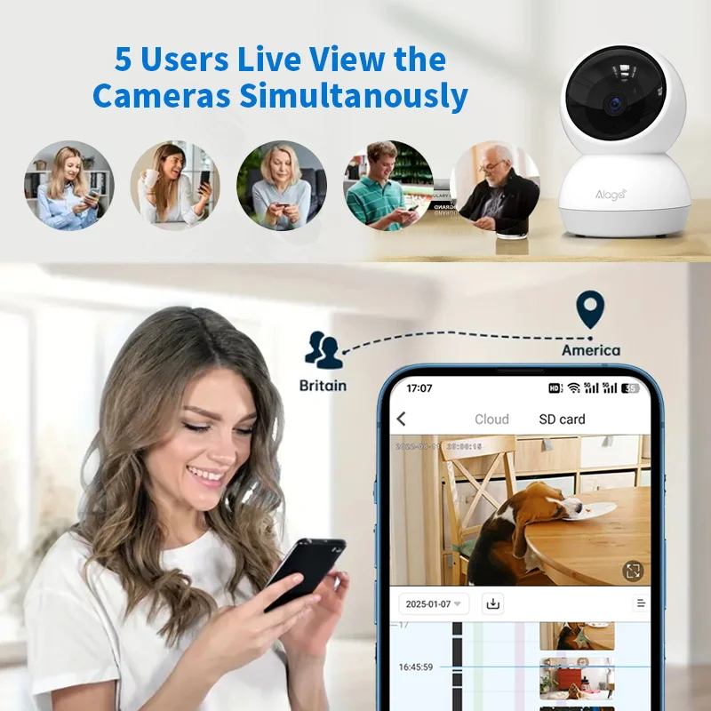 360° Smart Home Security Camera PTZ 2K 5G WiFi AI Detection Night Vision Automatic Tracking Security Surveillance Baby Monitor 6