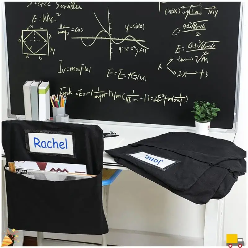 6Pcs Chair Storage Pocket Chair Bag Pockets For Classrooms Student Pockets Organizer With Name Tag