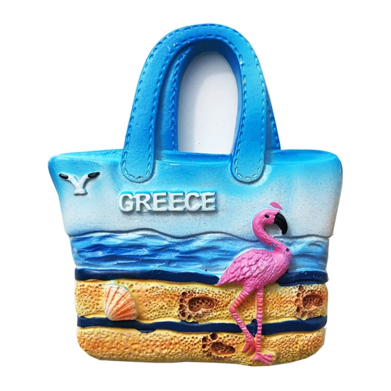 

Handmade Painted Greek Flamingo Tote 3D Fridge Magnets Tourism Souvenirs Refrigerator Magnetic Stickers Gift