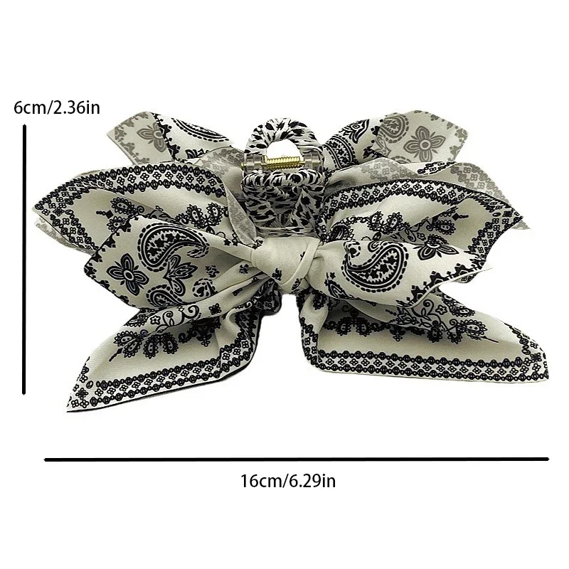 Schlichte Schwarz-Weiße Große Haarschleife für Frauen Eleganter Pferdeschwanz-Clip Modische Mädchen-Haarklammer Haaraccessoires – Detail 6