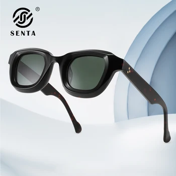 Occhiali da sole polarizzati vintage da uomo Protezione UV400 Occhiali alla moda retrò Design di marca di lusso Montatura spessa in acetato artigianale 1