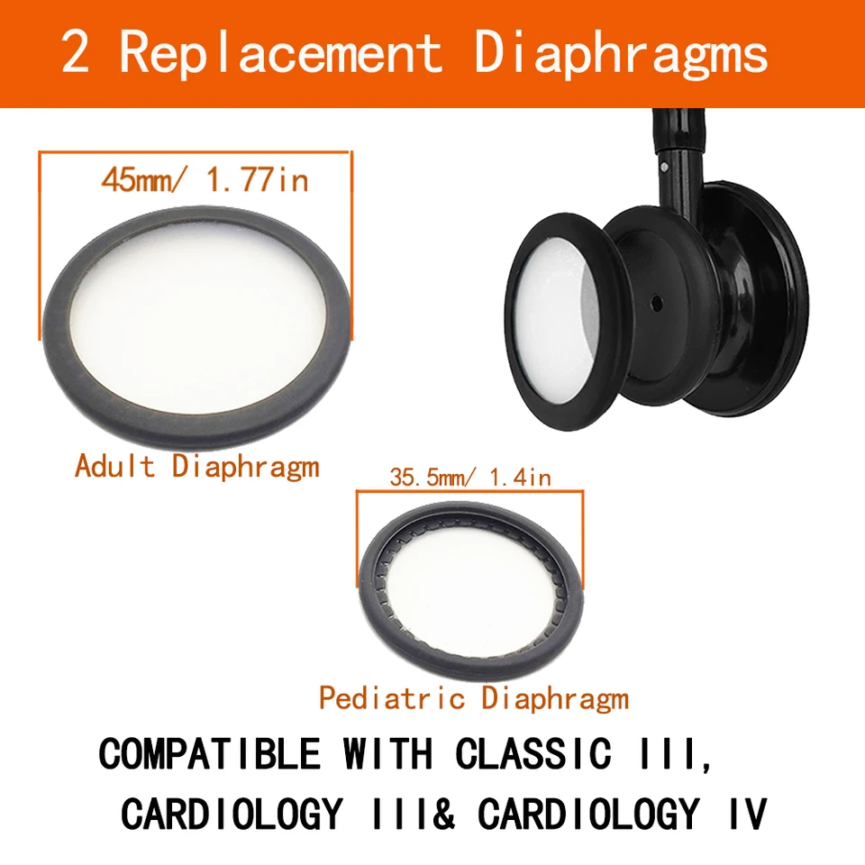 Diaphragme Adulte + Pédiatrique Avec Jantes - Pour Cardiologie III - Marque Medcore, Couleur Noir