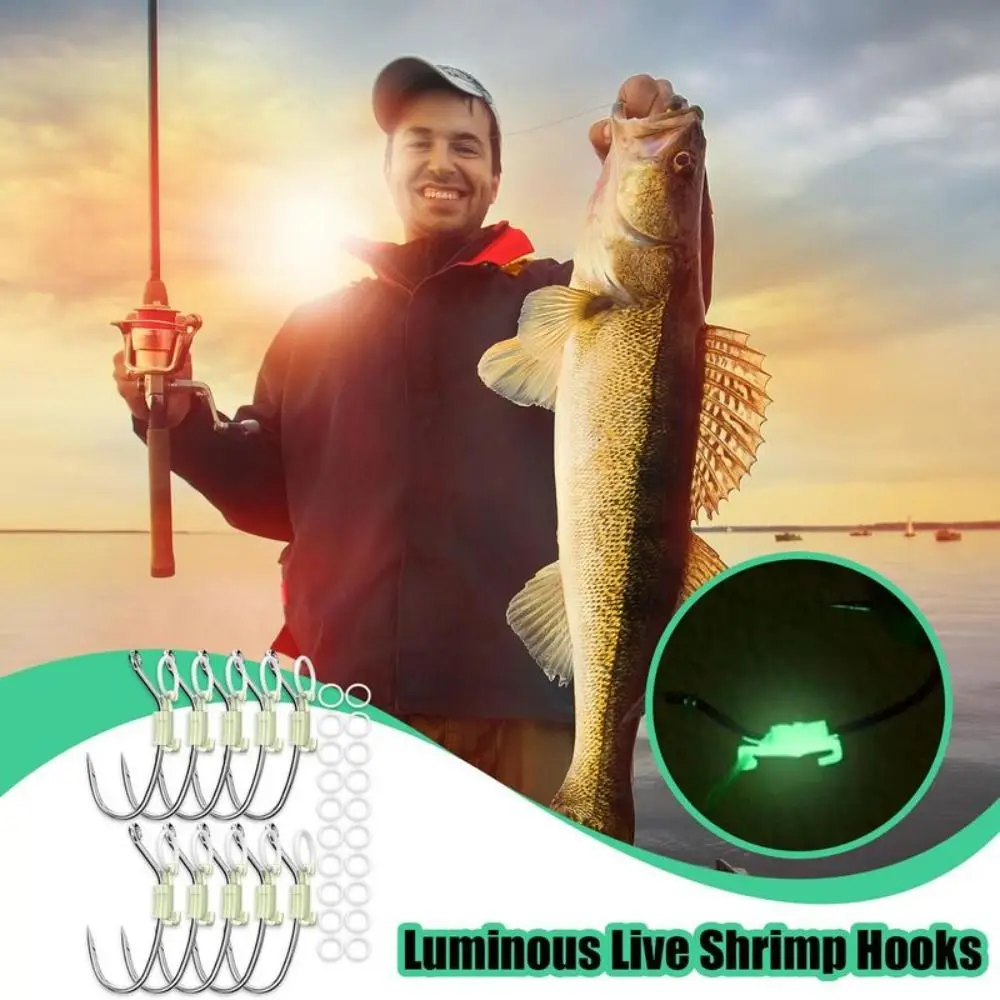 Luminous Bait Fixed Holder Set Super Pulling Force Carbon Steel Strong Offset Hooks Outdoor Fishing Accessories