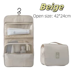 Deluxe Waterproof Women's Travel Makeup and Toiletries Organizer Bag (Beige)