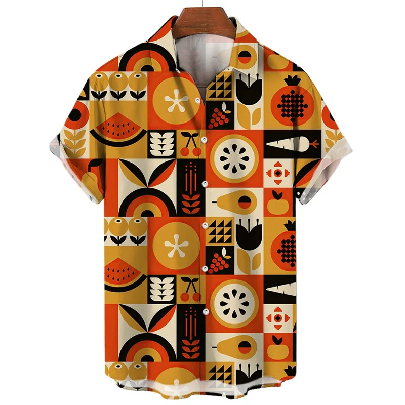 thumbnail image 1 of Camisas hawaianas de verano con estampado de frutas tropicales para hombre, blusas casuales de manga corta de gran tamaño a la moda para playa hawaiana para mujer, 1 of 5