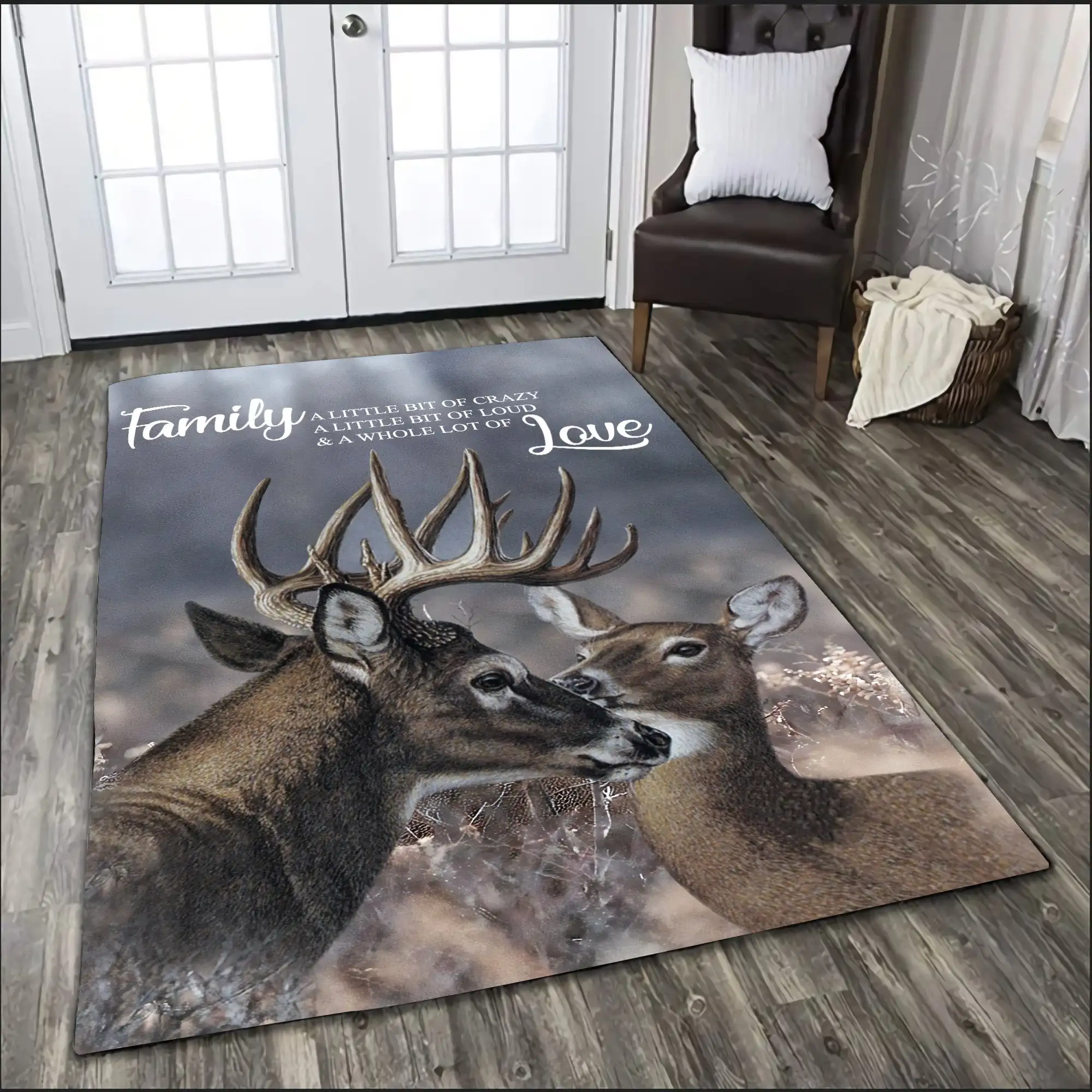 

Hunting Deer Lover Newfashion Area Rug Gift 3D Printed Room Mat Floor Anti-slip Large Carpet Home Decoration Style-1