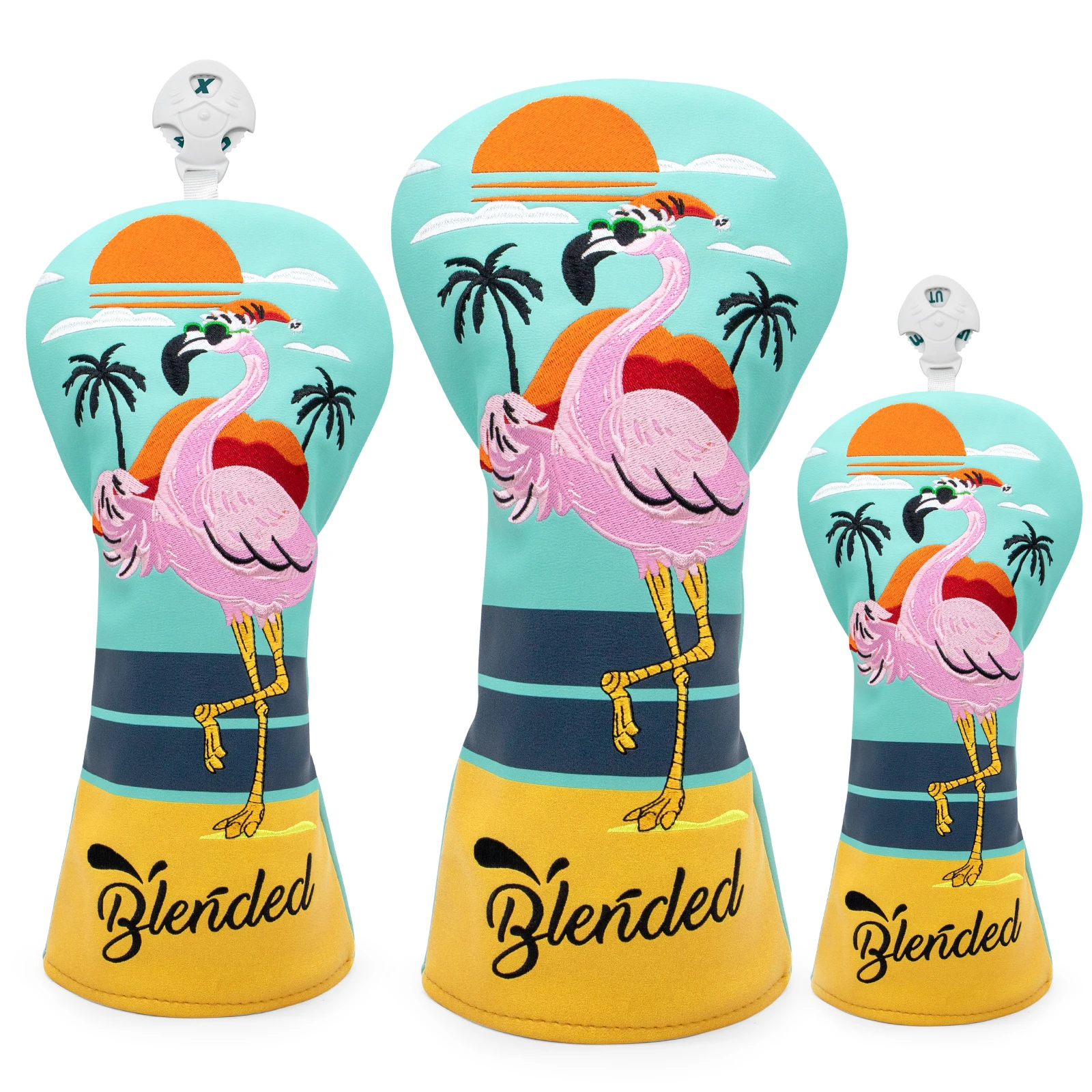 Flamingo Hawaii Design High Quality Embroidery Golf Club Head Covers Golf Fariway Wood Covers Hybrid Head Covers 3 Wood Headcove
