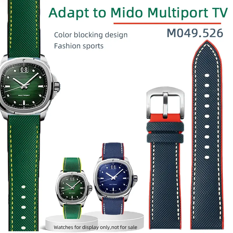 Cinturino Per Orologio In Gomma Di Nylon Da 22Mm Da Uomo Per Orologio Mido Tv M049 Cinturino Mido New Multiport Tv M049.526 Bracciale In Gomma Blu Ver