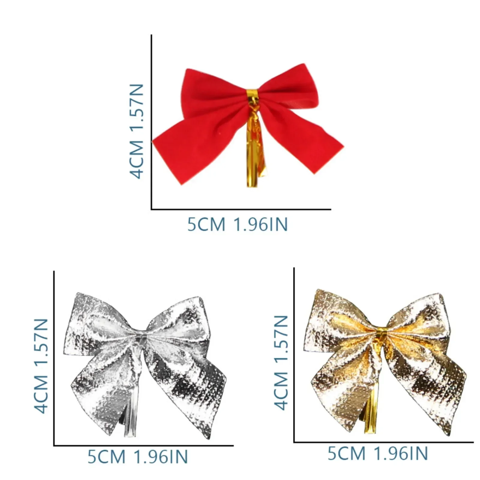 Christmas Bow Ornaments 12pcs Butterfly Bow Hanging Deco for Christmas Home Gold Silver Red Bowknot Xmas Tree Ornaments New Year Pendant