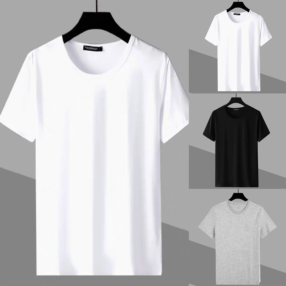 

Fashion Men Pure Round Neck Solid Short Sleeve Shirts Casual Slim Fit T Shirt Tee Top Sports Trends Newd Male Clothings