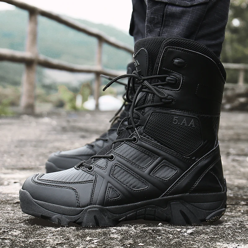 Mens Tactical Boots Mens Desert Waterproof Work Safety Shoes Climbing Hiking Shoes Ankle Mens Outdoor Boots