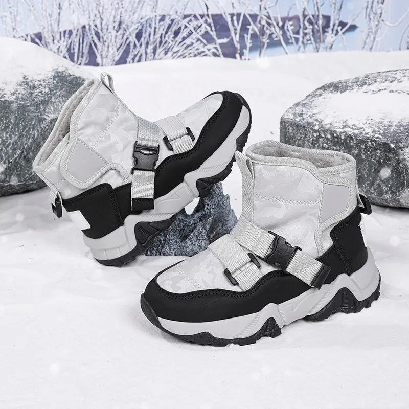 Kids Winter Boots Casual Warm Plush Boys Boots Non-slip Ankle Zip Boots