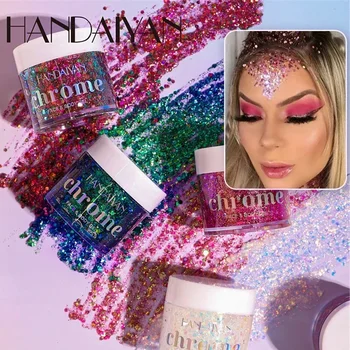 Heallor HANDAIYAN 6 Colors Upgraded Glitter Paste Chameleon Flash Cream Eye Hair Body Face Glitter Gel Art Festival Party Glitte