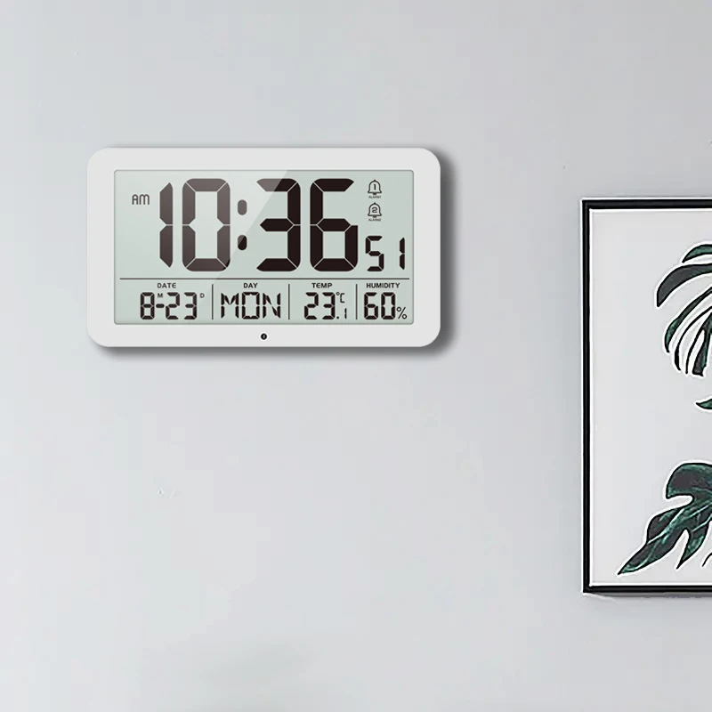 Large Digital Wall Clock with Temperature Humidity Calendar 8.5"Desk LCD Alarm Clock Backlight for Bedroom Office Living Room 1