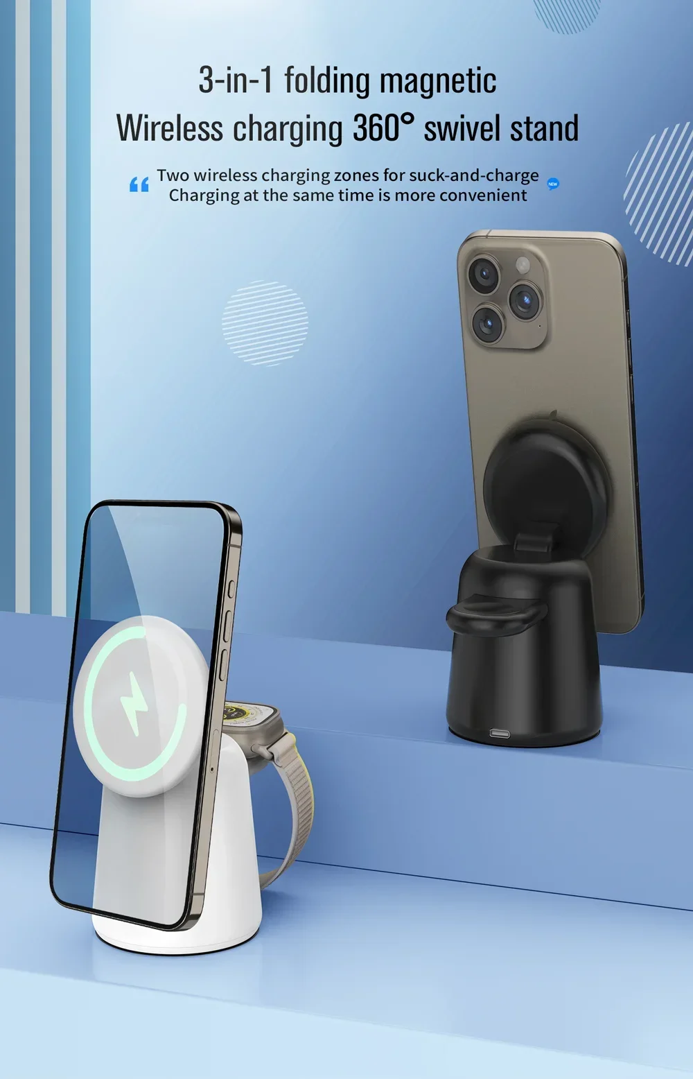 Support de chargeur magnétique sans fil pour iPhone, AirPods, Apple Watch | Diversi
