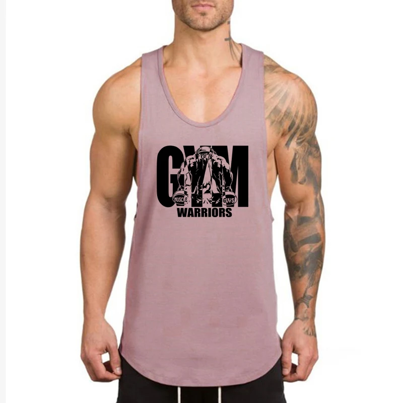 Однотонный хлопковый спортивный дышащий жилет, мужская тренировочная облегающая эластичная одежда для бега и фитнеса без рукавов