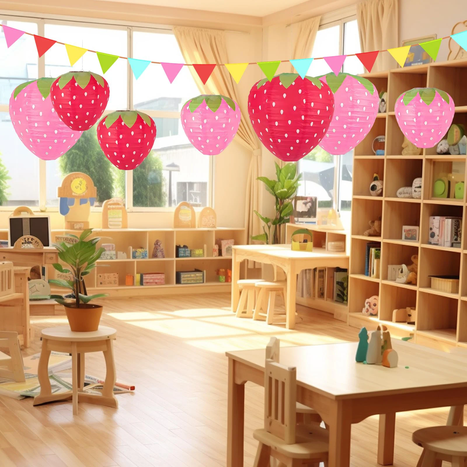 Strawberry Lanterns for Fruit Themed Party Decor Birthday Strawberry Decorations Party Supplies Hanging Ornaments 6PCS paper lantern japanese lantern camping lantern led lantern hot air balloon lantern tissue paper decorations