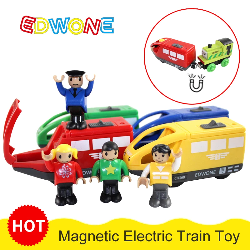 Wooden Train Railway Accessories Electric Train Set Magnetic Rail Car Diecast Slot Fit For All Brands Track Toys For Children