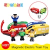 Wooden Train Railway Accessories Electric Train Magnetic Rail Car Diecast Slot Fit For All Brands Train Track Toys For Children 1