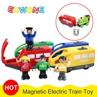 Wooden Train Railway Accessories Electric Train Magnetic Rail Car Diecast Slot Fit For All Brands Train Track Toys For Children 1