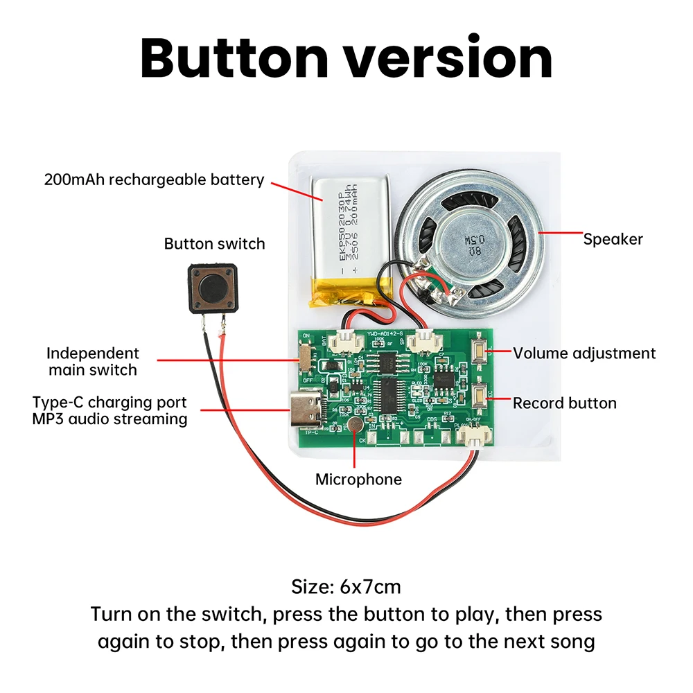 DIY recording and playback module 8M USB Recordable Birthday Card Music Voice Module Chip for DIY Voice Audio toy Greeting Card