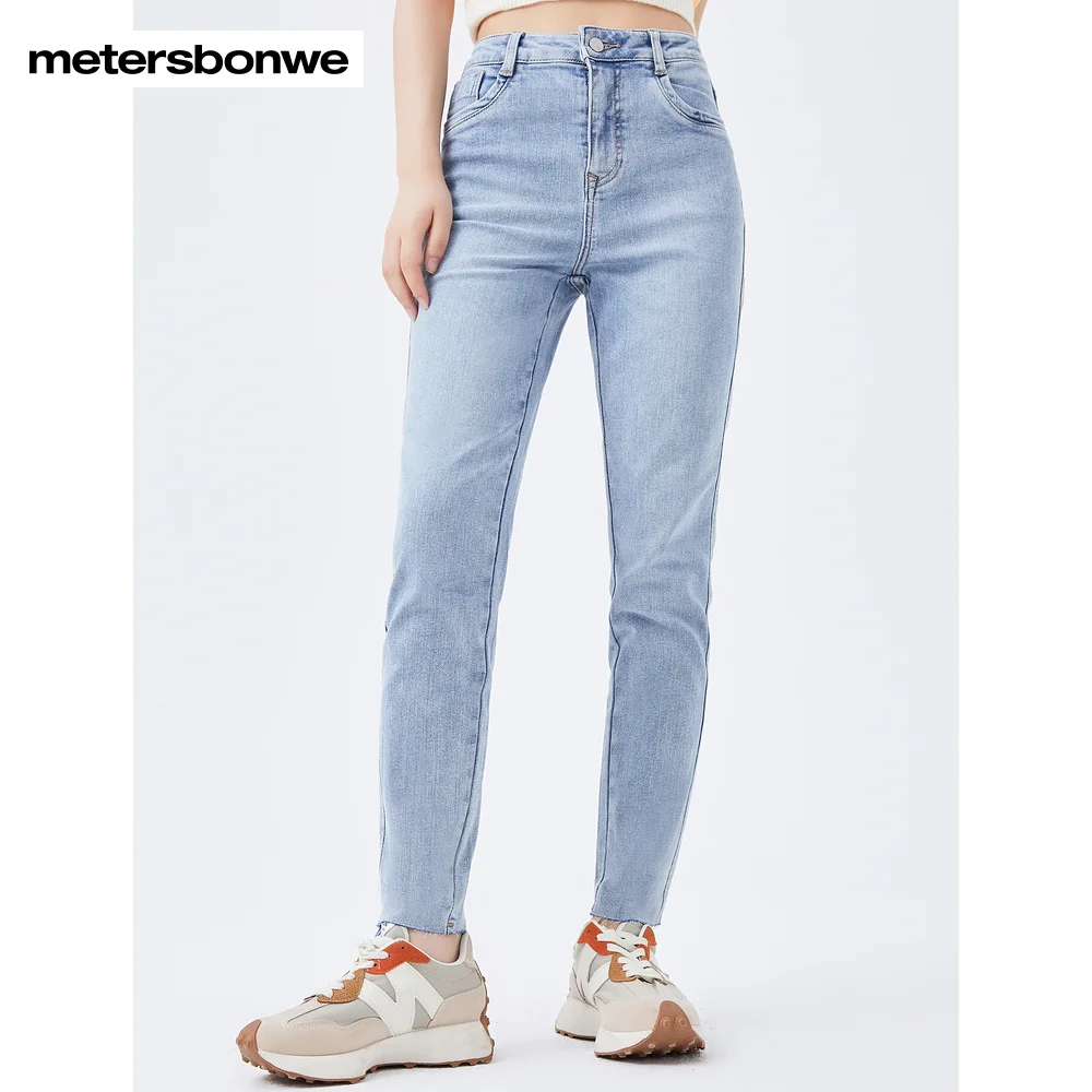 Metersbonwe Basic Skinny Jeans Women Spring Fall New Classic Wash Water Denim Pants Ladies Trousers Light Blue Brand Bottoms