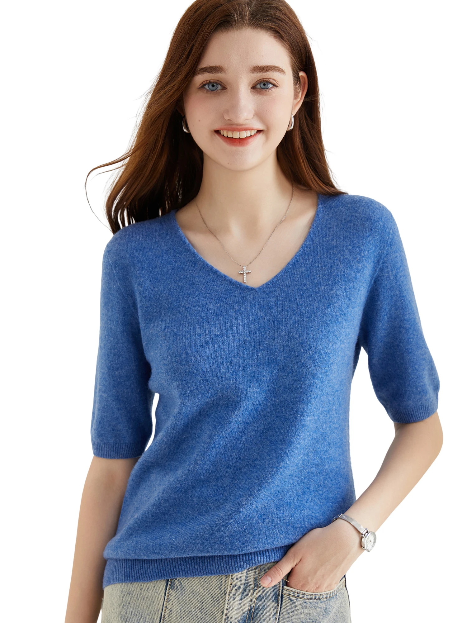 Women's Sweater 100% Merino Wool Sweater for Women Pullover Short