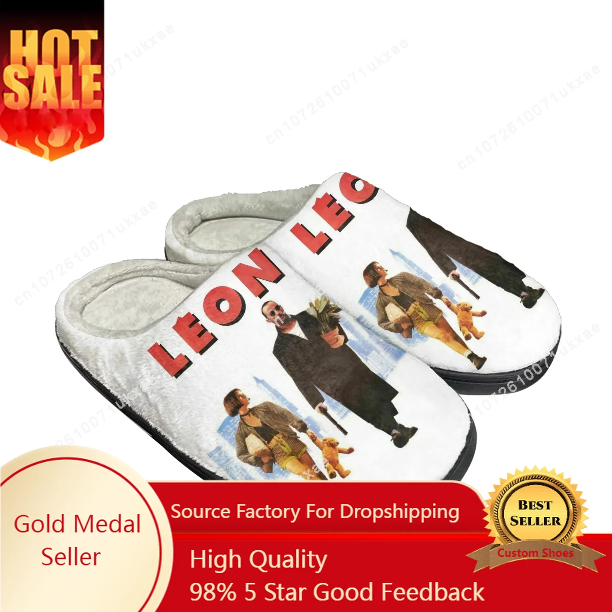 LEON The Professional Léon Home Cotton Slippers Mens Womens Plush Bedroom Casual Keep Warm Shoes Indoor Customized Shoe