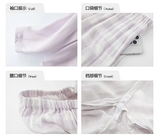 Neue Homewear für Frauen Pyjama Hosen Set weibliche Hauskleidung 2 Stück Dame Nachtwäsche Anzug Frühling Herbst 100% Baumwolle Nachtwäsche – Detail 4