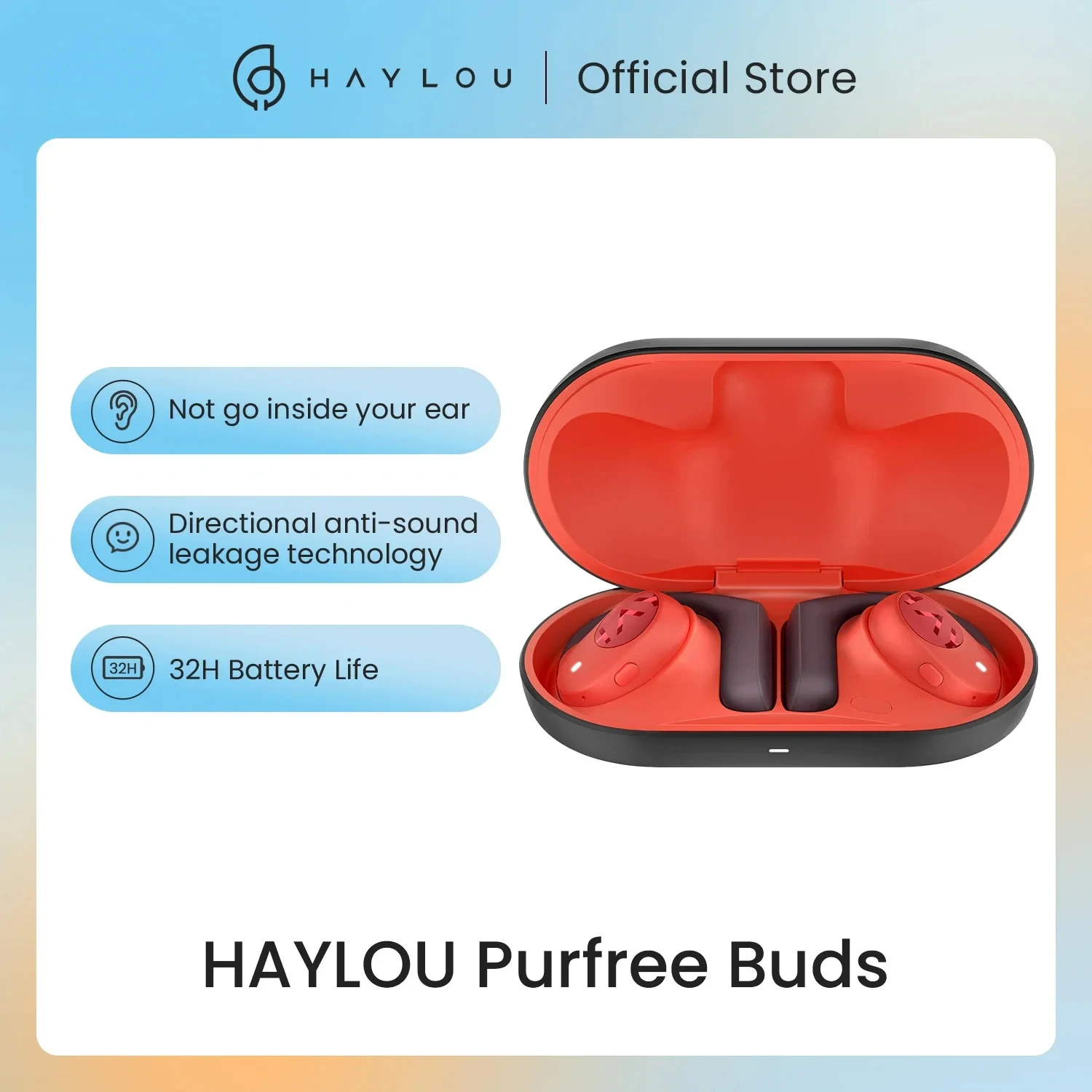 

HAYLOU PurFree Buds True Wireless Open Earbuds 32H Endurance IP55 Waterproof Anti-Sound Leakage Noise Cancellation Sport Headset