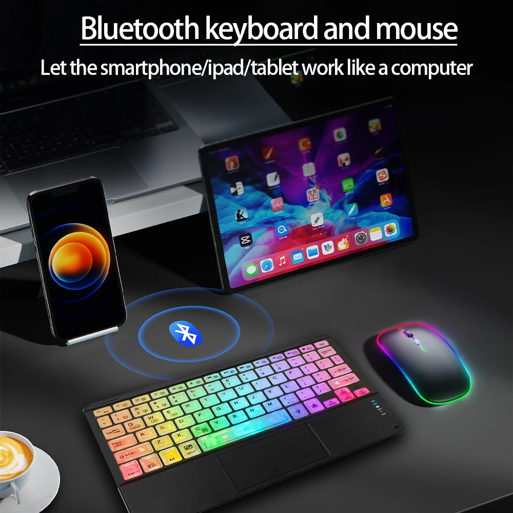 Wireless Keyboard Wireless Keyboard Mouse Tablet Keyboard Ipad Keyboard Tablet Keyboard Case Wireless Backlight Keyboard And Mouse With Touchpad For Apple Huawei Samsung Xiaomi Rechargeable Ultra-Thin Tablet Teclado