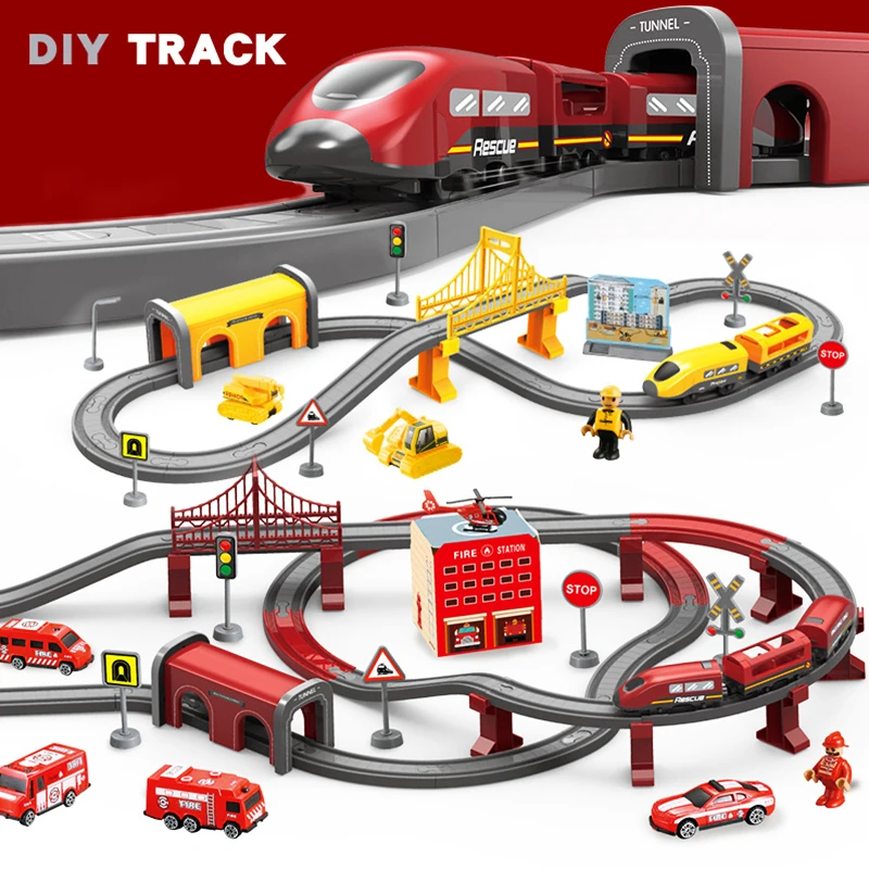 DIY Rail Car Children Toys Puzzle Assembled Railway Track Building Block Track Magnetic Train Set Christmas Gift Toy for Boy