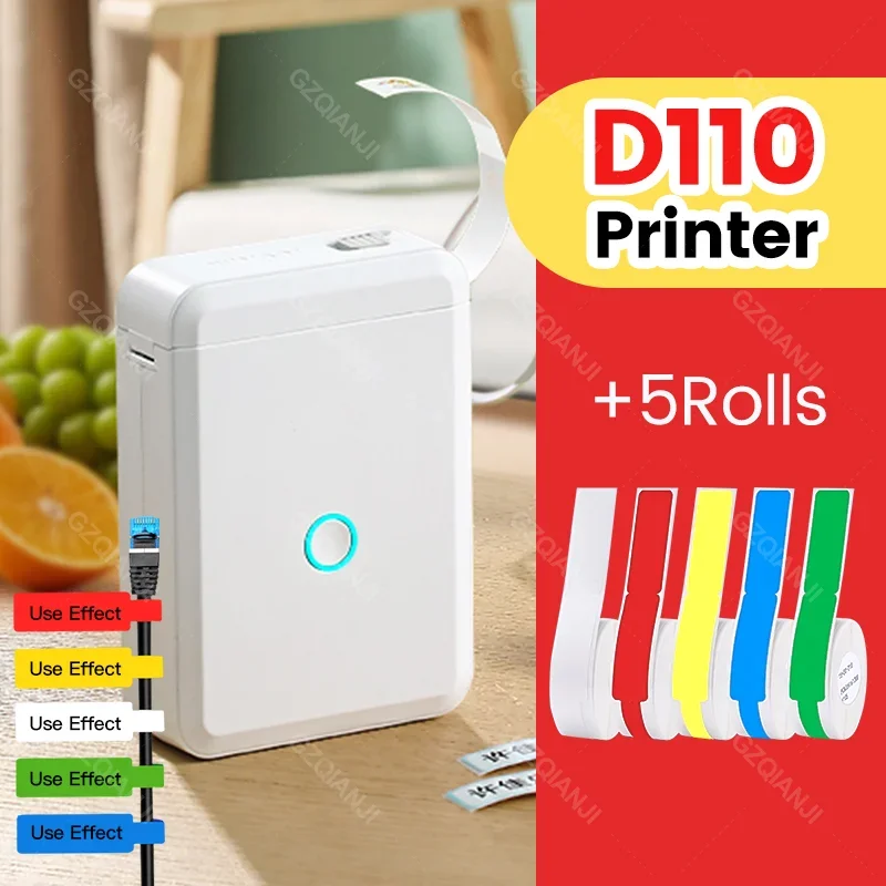 Niimbot D110 D11 Stampante Per Etichette Luminoso Officia Sticker Transparents Paper Color Roll Stampante Per Etichette Con Interruttore Impermeabile