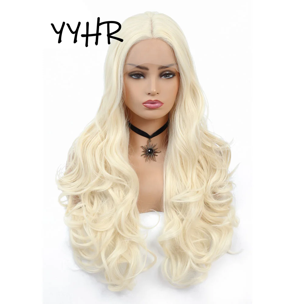 

613 блонд 13x1 4x1 T часть синтетический парик на сетке натуральный волнистый парик для женщин 28 дюймов с средней частью повседневные высокотемпературные волосы