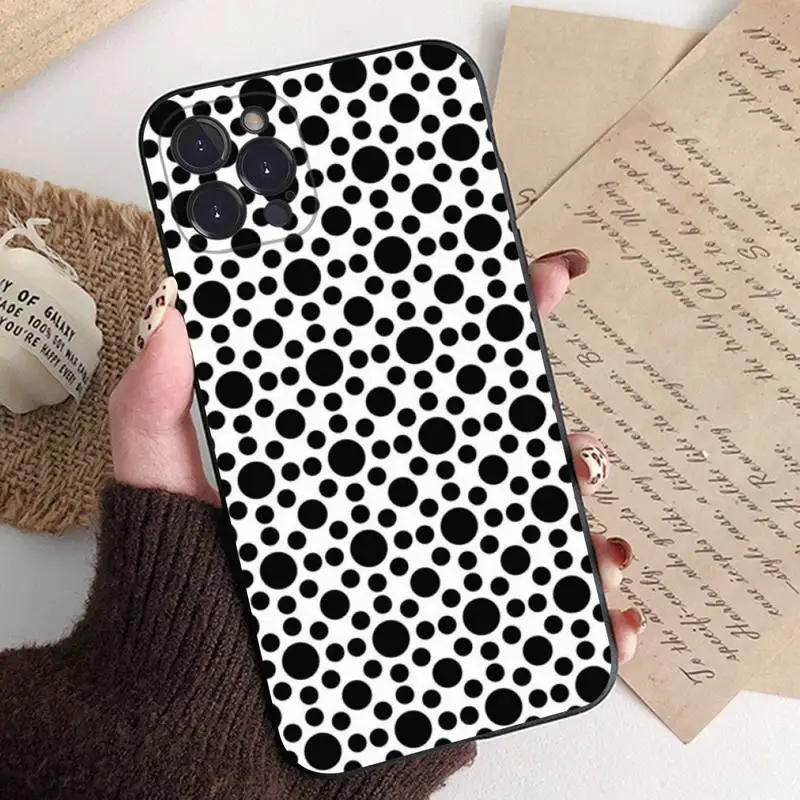 Elegant Black and White Polka Dot Shockproof Non-Slip Phone Case Cover