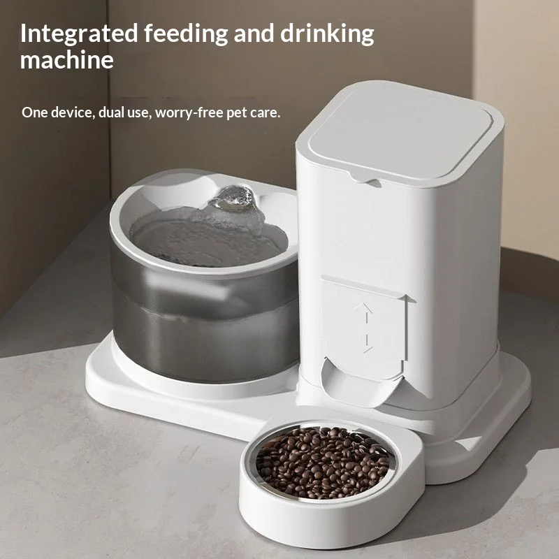 2-in-1 Anti-Tip Pet Feeder & Water Fountain, Automatic Circulating Water Bowl for Cats Dogs, Non-Spill Food & Water Dispenser 2
