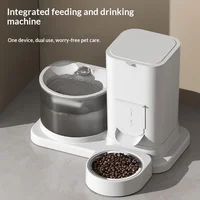 2-in-1 Anti-Tip Pet Feeder & Water Fountain, Automatic Circulating Water Bowl for Cats Dogs, Non-Spill Food & Water Dispenser 2