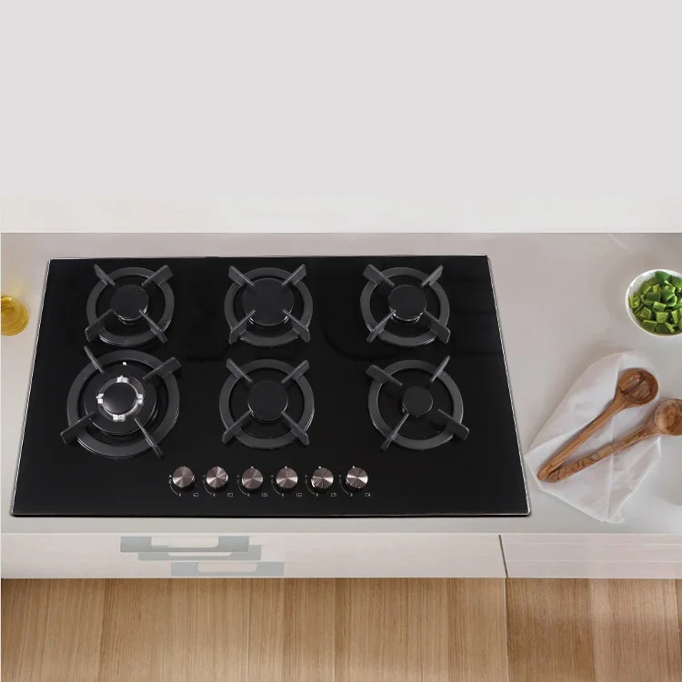 Gas Cooker 6 Burner Cooktops Kitchen Gas Hobs Cooking Stove Built in Hob With Flameout Protection