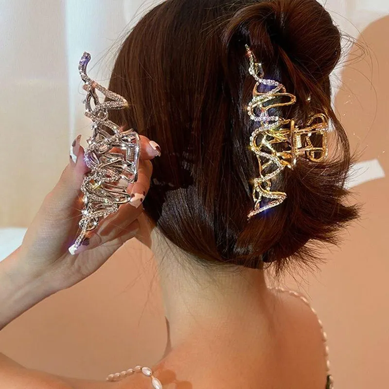 

1pcs Metal Hair Claw Crab Clip For Women Girls Shiny Rhinestone Hair Claw Hairpin Ponytail Grab Clip Hair Clip Hair Accessories