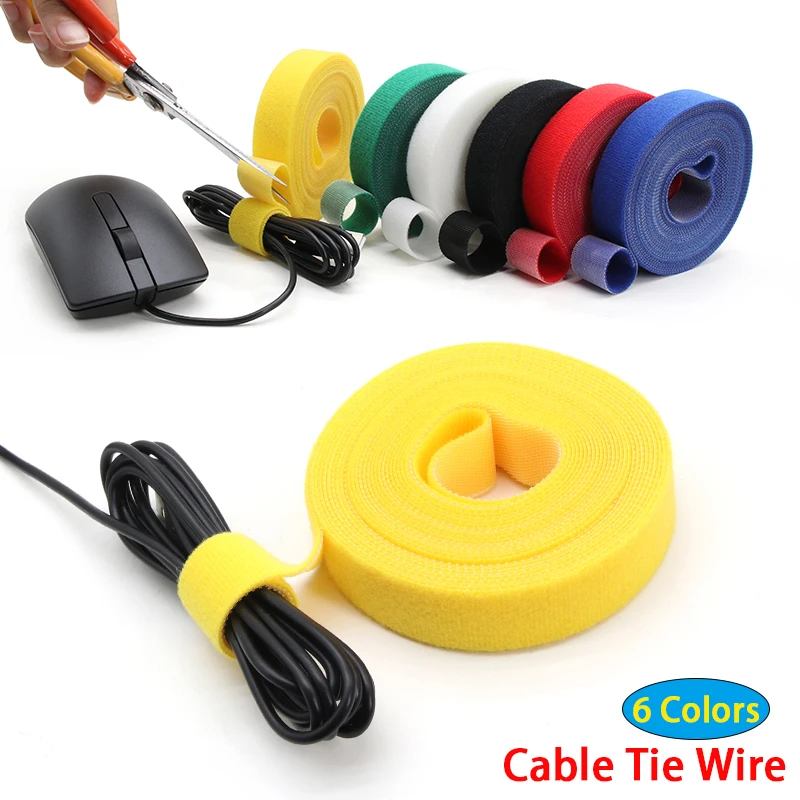 

5m/roll Self Adhesive Tape Cable Ties Reusable Loop Bundle DIY Accessories Nylon Strap Organizer Clip Wire Holder Management