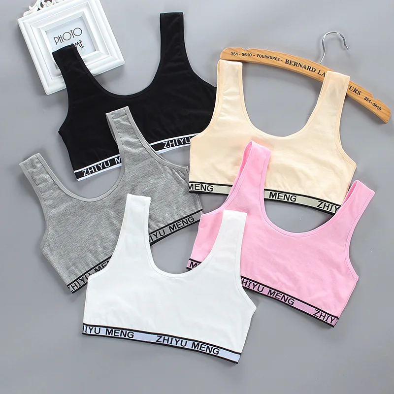 Training bra 3PCS Teenage Girls Training Bras Vests Puberty Adolesent Students Underwear Brassiere Letters Wireless Children Tube Tank Tops