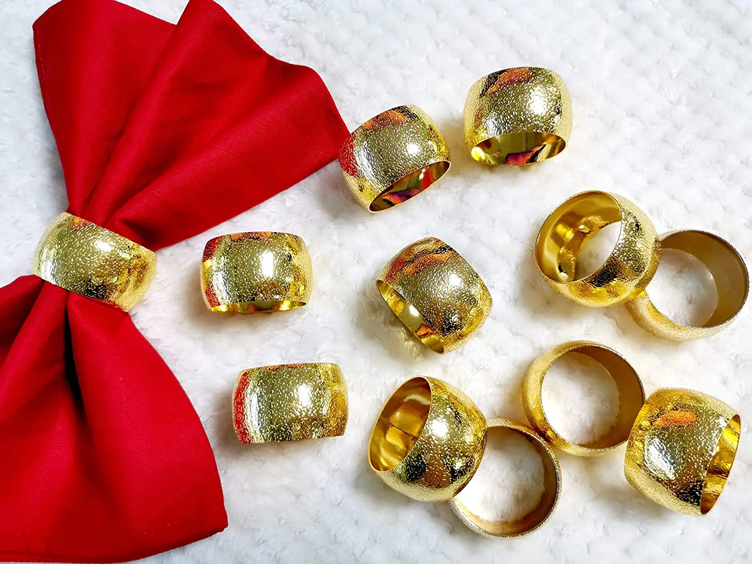 12pcs/ot Gold 22 Hotel Western Restaurant Napkin Ring Round Napkin Buckle Metal Towel Ring Wedding Table Decoration